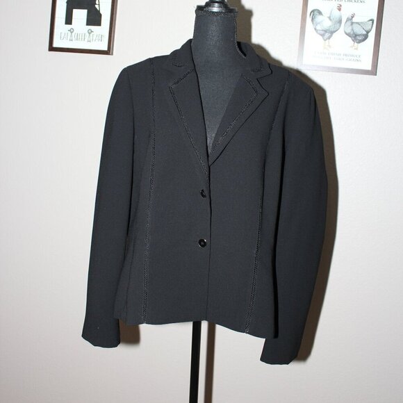Tahari Jackets & Blazers - Tahari Womens Black Suit Blazer Jacket with Inset Detail Size 18